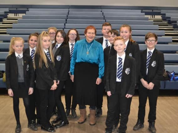 Seaham High School students with Ruth Barnett, who visited the school to talk about her life experiences.