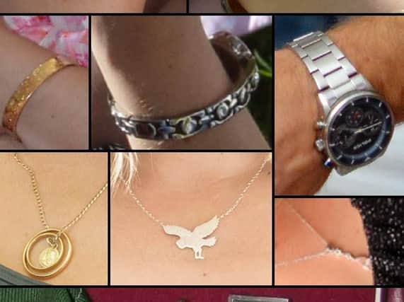 Some of the items of jewellery taken in the burglary.