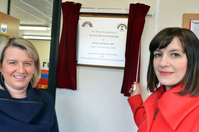 Briget Philipson MP opens the Burnside Academy's new community building. Acting headteacher Leona Kelly