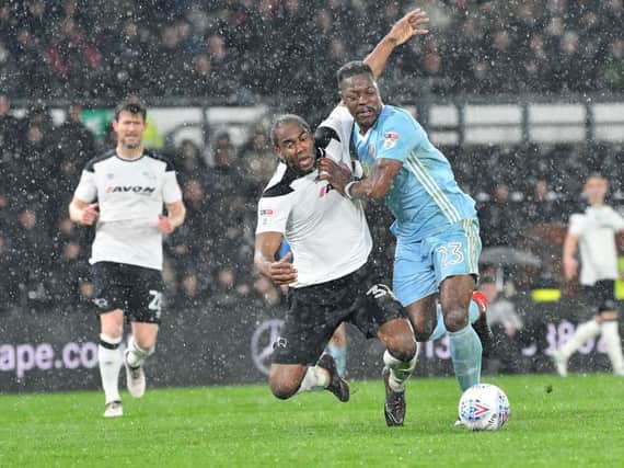 Lamine Kone in action against Derby County. Picture by Frank Reid.