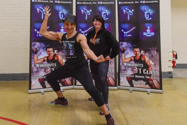 Former X Factor star Chico held a block fitness master class at Studio Burn Fitness, Herrington Burn on Good Friday, alongside fitness instructor Carla Thirlwall who runs Studio Burn Fitness.