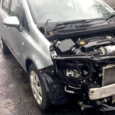 The front of the Vauxhall Corsa which was targeted by thieves. Photo by the Press Association.