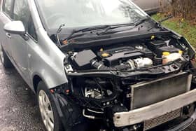 The front of the Vauxhall Corsa which was targeted by thieves. Photo by the Press Association.
