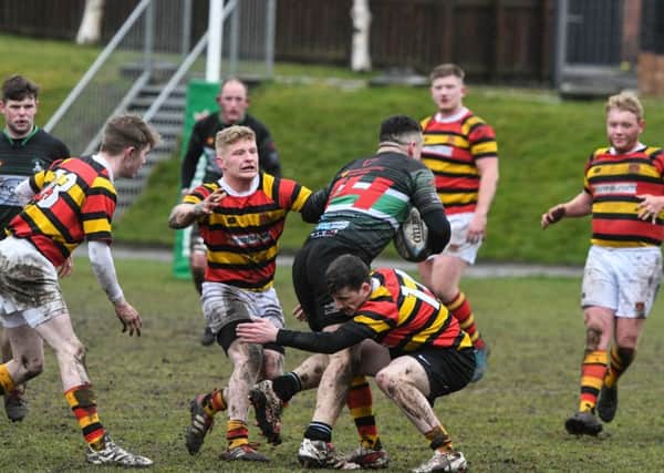 Sunderland RFC (red/yellow/black) take on Acklam at Ashbrooke last weekend. Picture by Kevin Brady