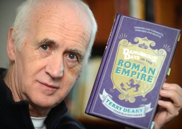 Sunderland born author Terry Deary with one of his books.