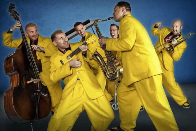 The Jive Aces are known for their colourful yellow stagewear.