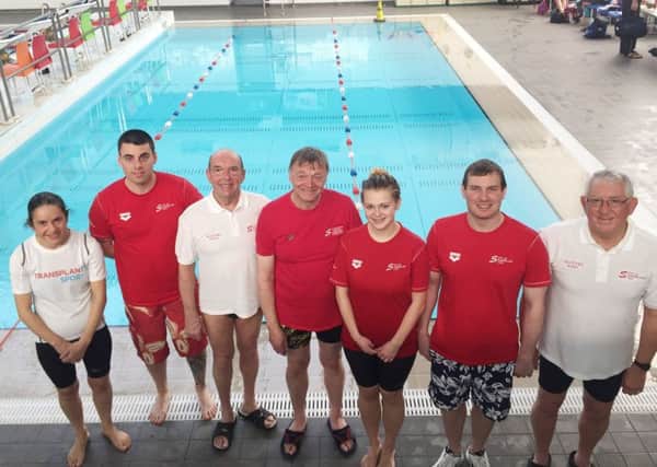 Masters swimmers (left to right): Louise McLellan, Conor Crozier, Norman Stephenson, Graeme Shutt, Imogen Fife, Mark Robinson, Barry Robinson