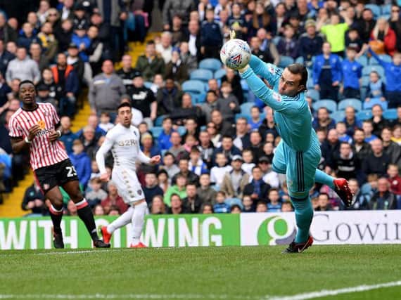 Lee Camp watches the ball go wide against Leeds United. Pictures by Frank Reid.