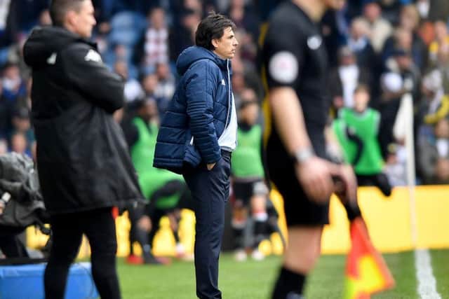 Sunderland manager Chris Coleman watches the game at Elland Road.