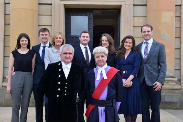 New High Sheriff of Durham, Stephen Cronin, pictured with family and Judge Christoper Prince.