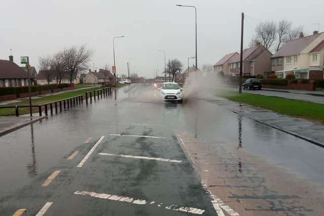 A flooded road in Seaham