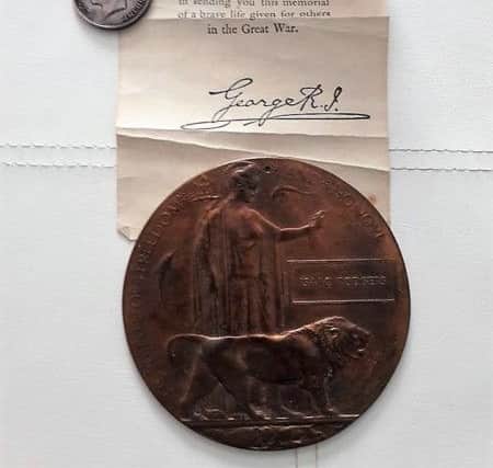 Isaacs British War Medal and Next of Kin Memorial Plaque, shown courtesy of Ann Rodgers.