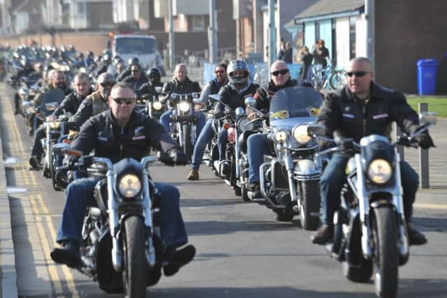 Bikers make their way down the seafront at Roker