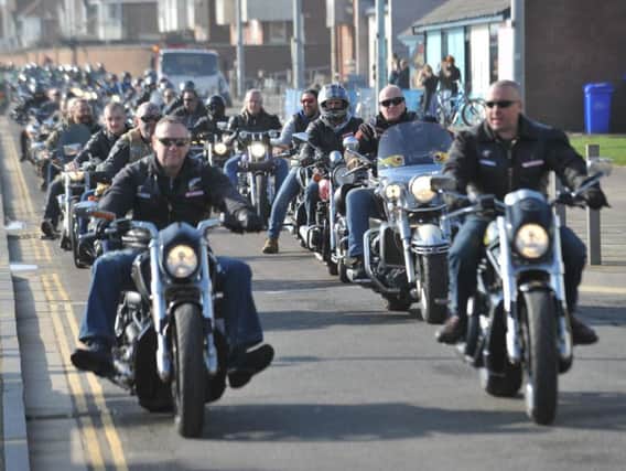 Bikers make their way down the seafront at Roker