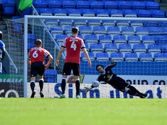 Lee Camp concedes the first goal from the penalty spot.