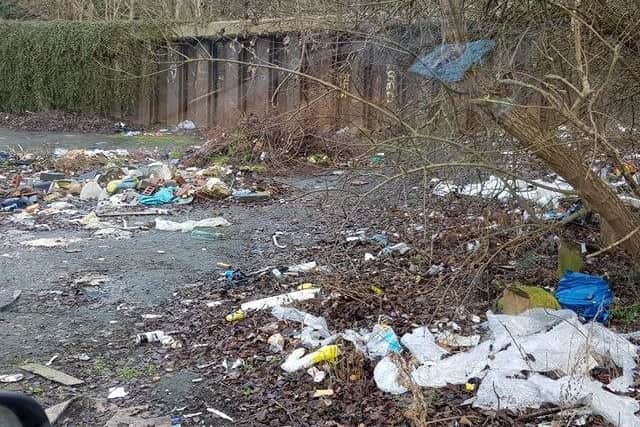 Rubbish left at Deptford near the River Wear in Sunderland.