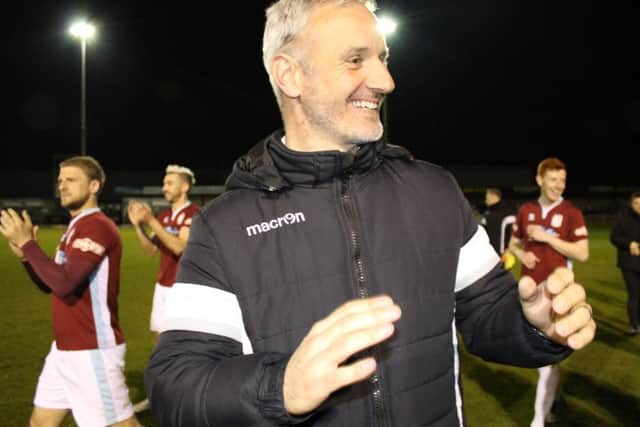 Lee Picton enjoys Shields' promotion. Picture by Peter Talbot