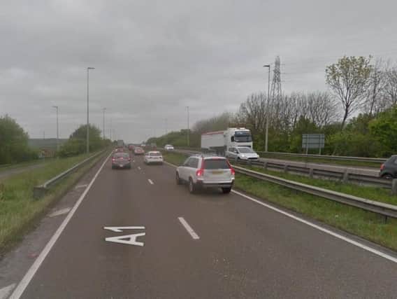 The A1 northbound near the Angel of the North. Copyright Google Maps.