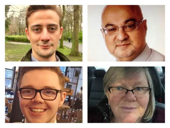 Barnes ward candidates, clockwise from top left, Tim Ellis (Lib Dem), Zaf Iqbal (Labour), Caroline Robinson (Greens), Antony Mullen (Conservatives).