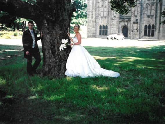 Heather and David Anderton, who got married in July 2005, are sharing some their wedding pictures taken in the grounds of the 14th Century landmark for the exhibition.