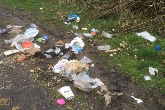 Rubbish left in the Downhill area of Sunderland.