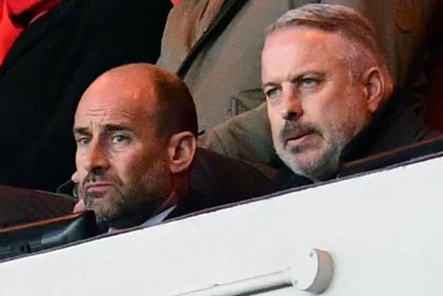 Martin Bain and assistant boss Kit Symons survey the scene at the Stadium of Light. Picture by Frank Reid
