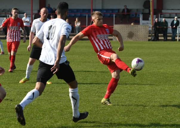 Seaham Red Star (red/white) take on West Auckland last weekend. Picture by Kevin Brady