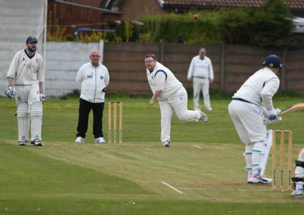Silksworth bowler Mark Forster, who took two Murton wickets in one over, bowls to Alan Wellburn on Saturday. Picture by Kevin Brady
