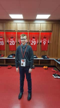 Finlay Anderson in the Sunderland dressing room at the Stadium of Light.