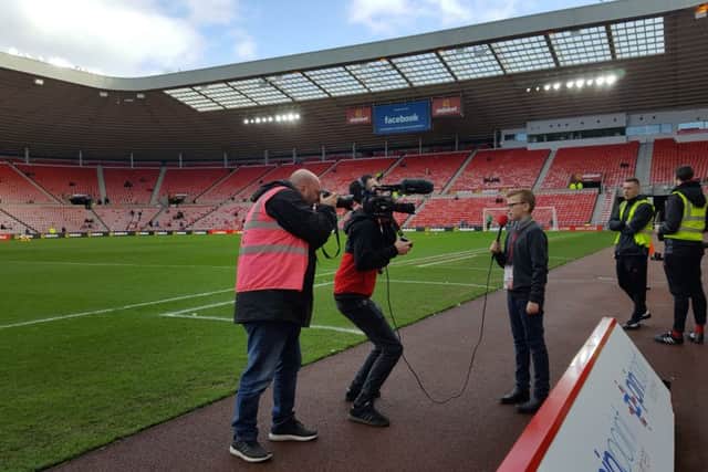 Finlay Anderson pitchside at the Stadium of Light.