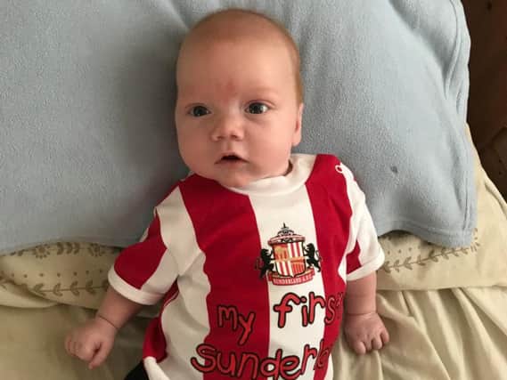 One-year-old Liam Smith, who is destined to follow his family as a Sunderland supporter.