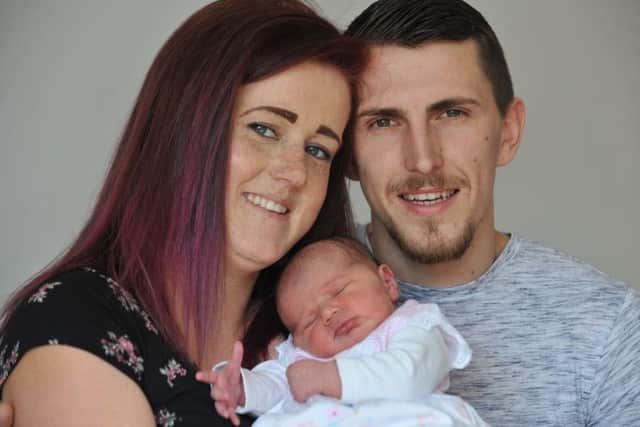 Janine Springthorpe and Anth Bewick with daughter Scarlett Lily, who was delivered in the car park of Sunderland Royal Hospital.