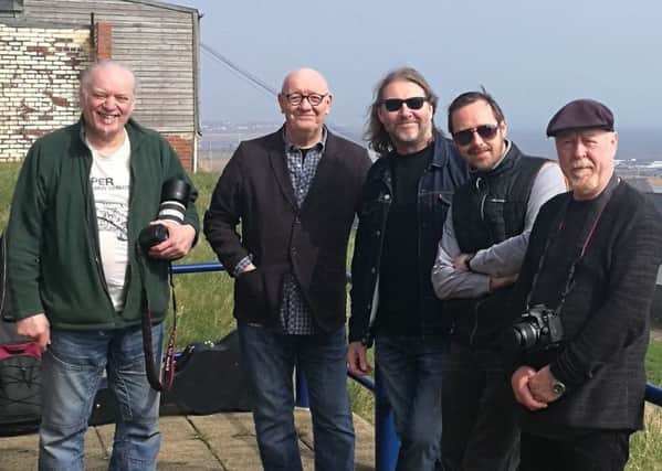 The people behind The Tall Ships Song. From left, Bill Queenan, photographer; George Shovlin, singer; George Lamb, songwriter; Eddie Miller, recording technician; Jimmy Smith, video maker.