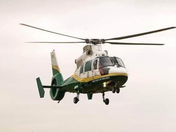 A Sunderland motorcyclist has been flown to hospital with serious hard injuries after an accident in County Durham