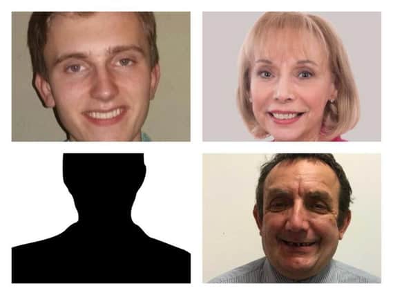 St Chad's ward candidates, clockwise, from top left, William Blackett (Conservative), Gillian Galbraith (Labour Party), Helmut Izaks (Green Party), Margaret Crosby (Liberal Democrat - no picture supplied).