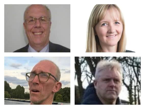 St Michael's ward candidates, clockwise, from top left, Michael Dixon (Conservative), Julia Potts (Liberal Democrat), Steve Hansom (Labour Party) and Robert Welsh (Green Party).