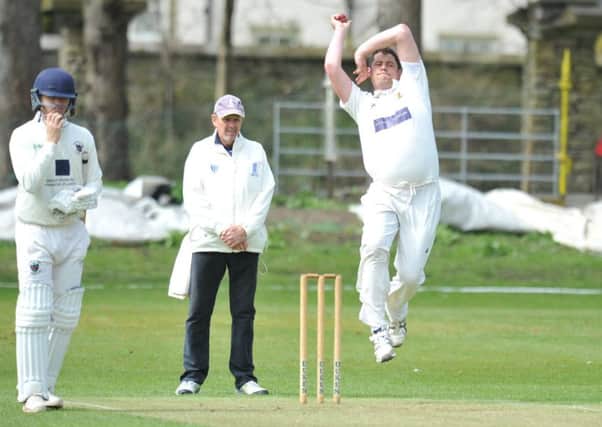 Whitburn bowler Craig Smith in his delivery stride in last week's home win over Chester-le-Street. Picture by Tim Richardson
