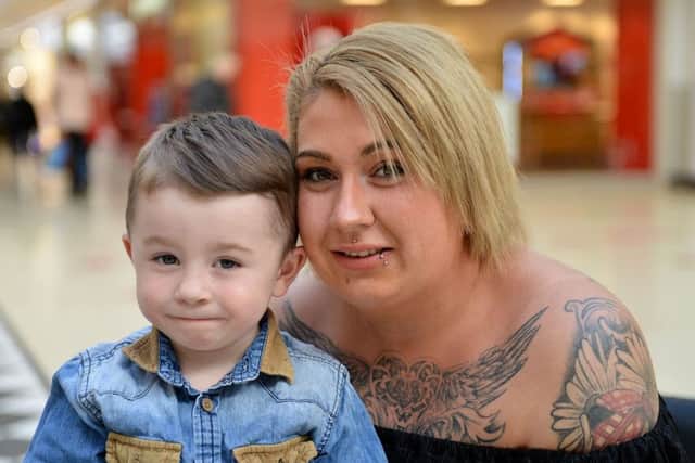 Sarah Gray with her son Jayden Percy in the Bridges shopping centre, Sunderland. Picture by Frank Reid