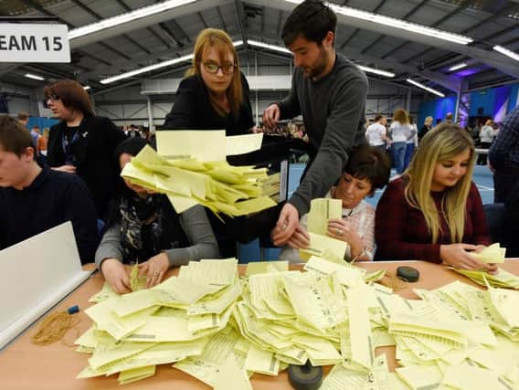 Counting the ballot papers at a previous election in Sunderland