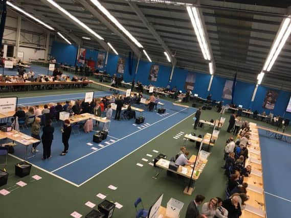 The election count at the Sunderland Tennis Centre