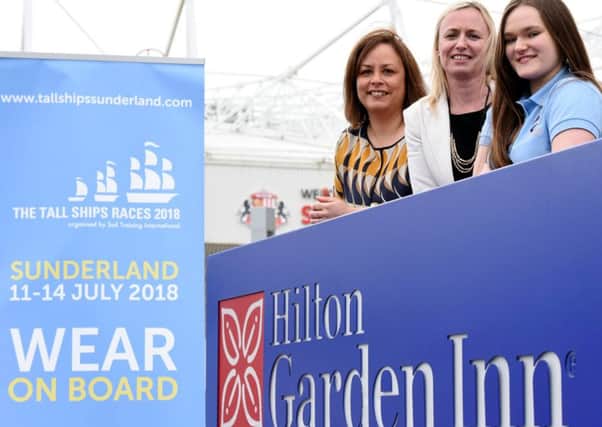 Hannah Ridley, right, withHilton Garden Inn Director of Sales, Catherine Graham, centre, and Tall Ships Sunderland Director, Michelle Daurat.