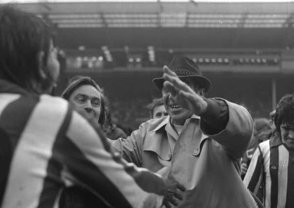 Manager Bob Stokoe congratulating Ian Porterfield after Sunderland's 1-0 win in the FA Cup final in 1973.