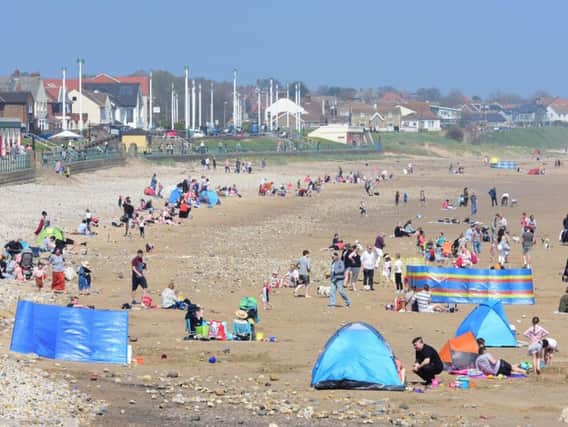 Lots of people headed for the seaside to enjoy today's sunshine. Pic: Kevin Brady.