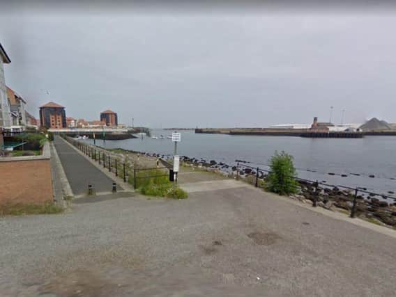 The call reported red lights in the sky above the South Pier in Sunderland. Image copyright Google Maps.