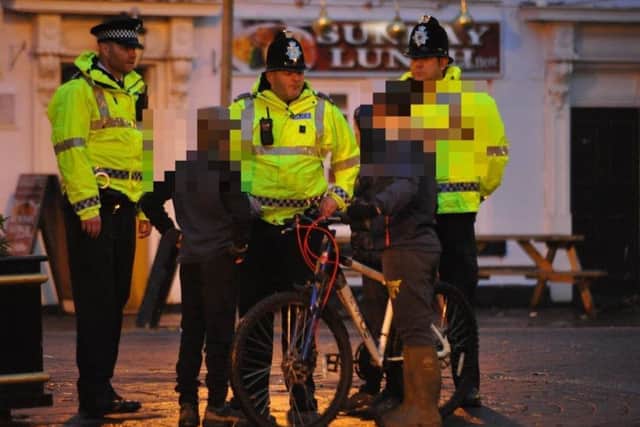 Police in Houghton on patrol last November following a flare up of youth issues.