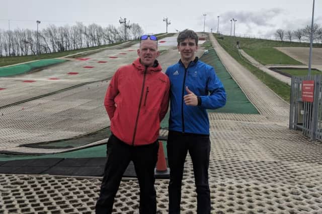 Peter Speight and John Greenwood at the Silksworth ski slope.