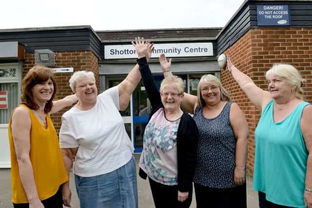 Shotton Community Centre partnership chairman Rona Hardy, left, with fellow partnership members Brenda Nelson, Audrey Thornton, and Denise and Jan Brooks. Picture by Frank Reid.