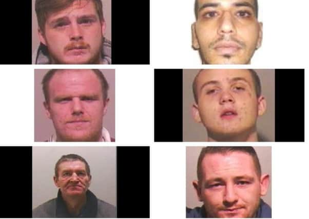 Most wanted in Sunderland and South Tyneside. Clockwise from top left, Callum Sinclair, Gursharan Singh, Cailan Colegate, Nick Lee Burdon, David Reid, Marc Cowdell.