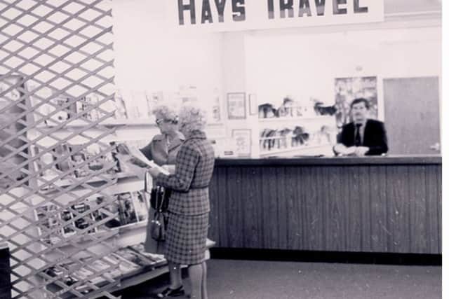 Hays Travel's original shop counter in Seaham, pictured in 1980.