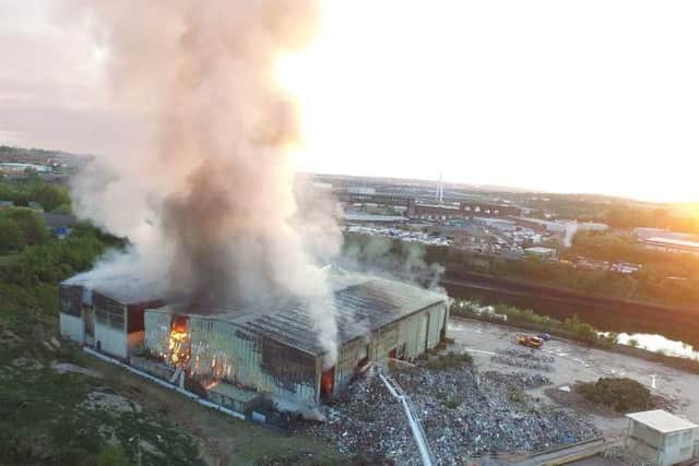 Drone footage of the fire. Photograph supplied by Tyne and Wear Fire and Rescue Service.